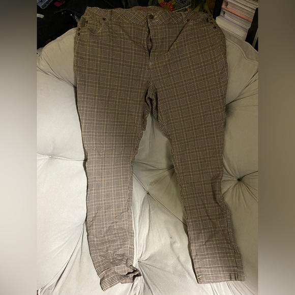 Plus Size Straight Leg Brown Flannel Academia Pants - Picture 1 of 1